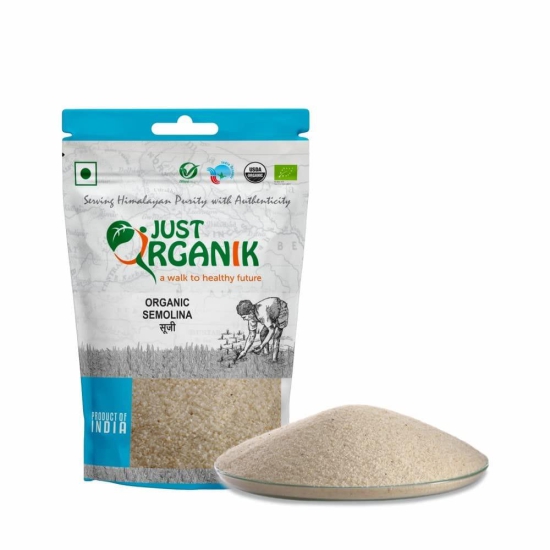 Just Organik Organic Semolina 2 Kg (4X500g), Organic Sooji/ Suji, Nutritive Coarse Flour