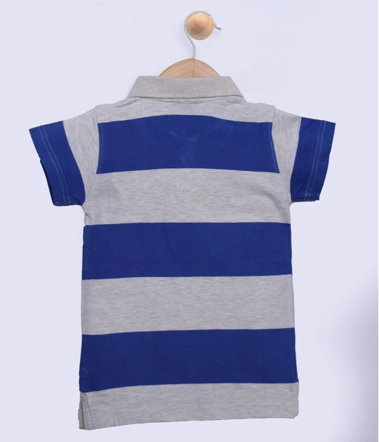 Boys Blue and White Striped Polo T-Shirt