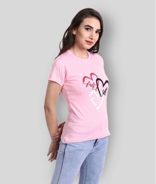 Fabflee - Pink Cotton Regular Fit Womens T-Shirt ( Pack of 1 ) - XS