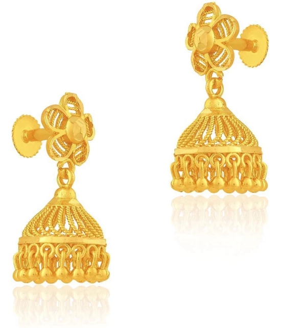 LUV FASHION Golden Jhumki Earrings ( Pack of 1 ) - Golden