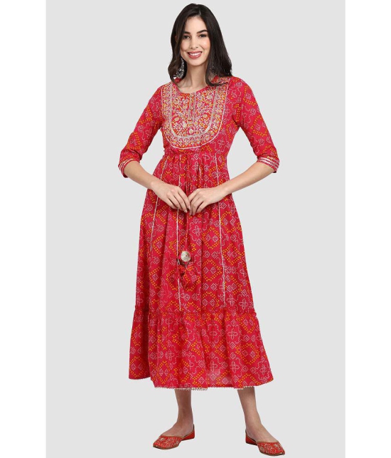 Rajnandini - Pink 100% Cotton Women's Anarkali Kurti ( Pack of 1 ) - None