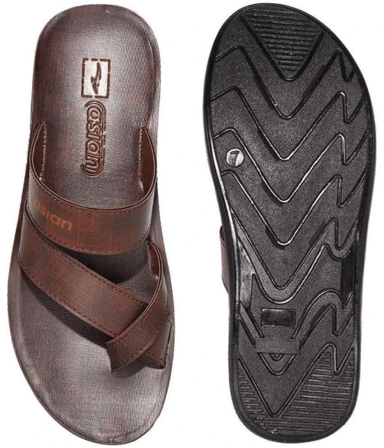 ASIAN Brown Mens Leather Slipper - None