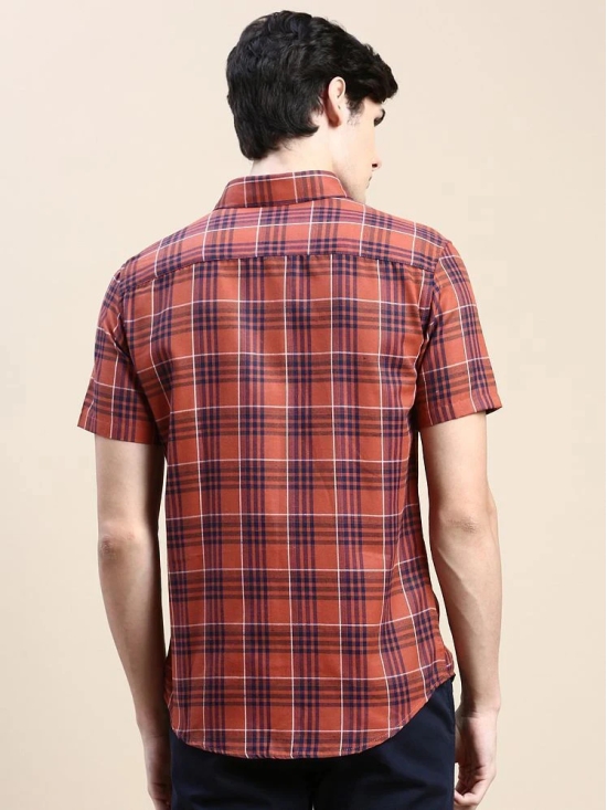 Showoff Cotton Blend Regular Fit Checks Half Sleeves Mens Casual Shirt - Rust ( Pack of 1 ) - None