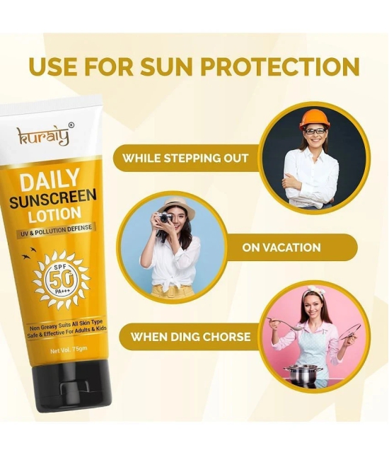 KURAIY SPF 50 PA+++ Sunscreen UV Lotion sunblock 75ML PACK OF 3