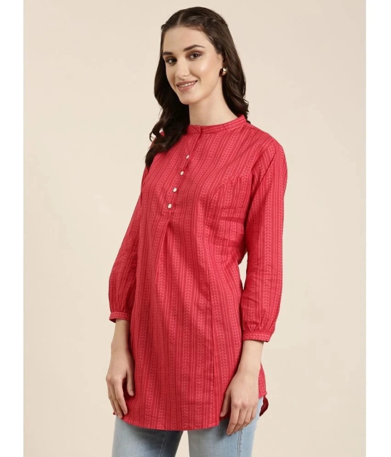 Showoff Cotton Blend Solid A-Line Womens Kurti - Pink ( Pack of 1 ) - None