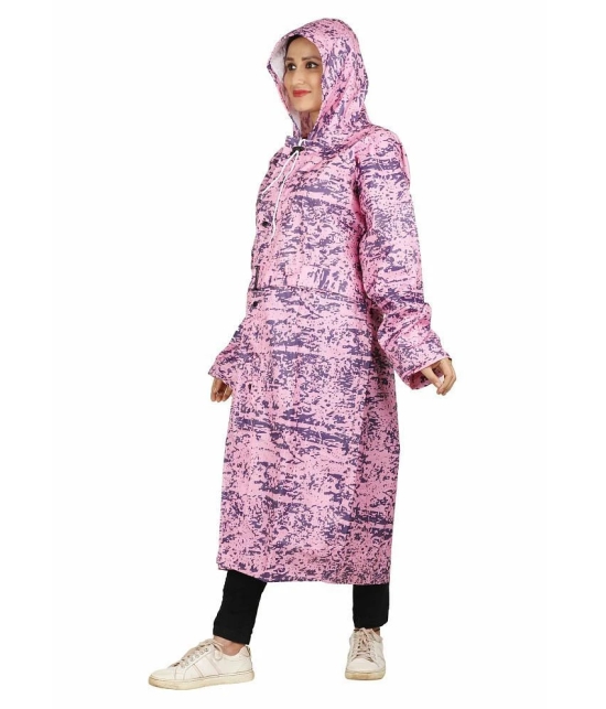 Goodluck Polyester Long Raincoat - Pink - L