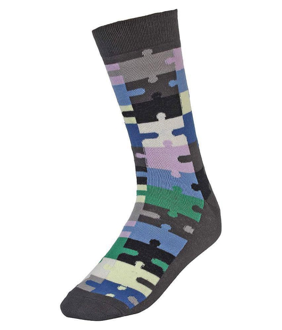 Creature - Cotton Men's Printed Multicolor Full Length Socks ( Pack of 3 ) - Black