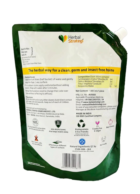 Herbal Strategi Floor Cleaner Disinfectant and Insect Repellent 1.8L Refill Pouch