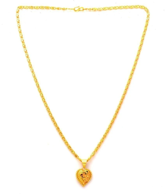 Jewar Mandi New Design Gold Plated Locket/Pendant with Link Chain Daily use for Men, Women & Girls, Boys - Golden