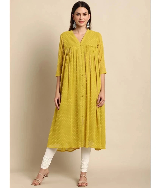 Janasya - Yellow Chiffon Womens Front Slit Kurti ( Pack of 1 ) - None