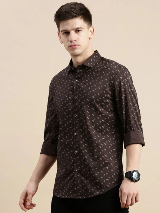 Showoff Cotton Blend Regular Fit Printed Full Sleeves Mens Casual Shirt - Coffee ( Pack of 1 ) - None