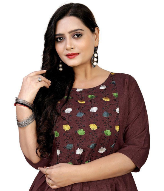 Rangrasiya - Maroon Cotton Women's Flared Kurti ( Pack of 1 ) - None