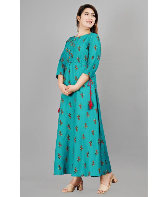 Smien - Turquoise Rayon Womens Flared Kurti ( Pack of 1 ) - None