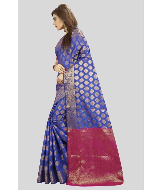 Gazal Fashions - Blue Banarasi Silk Saree With Blouse Piece ( Pack of 1 ) - Blue