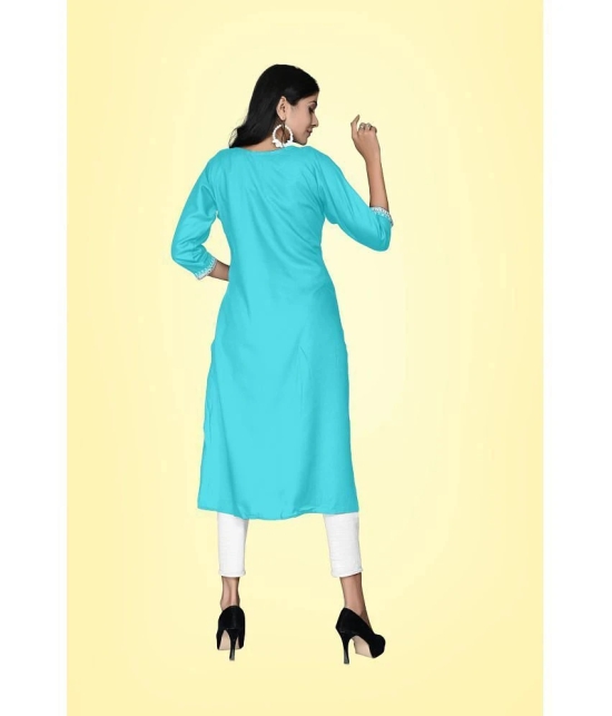 Kapadia - Light Blue Rayon Womens Straight Kurti ( Pack of 1 ) - None