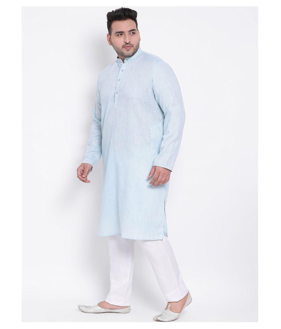 Hangup Green Linen Kurta Pyjama Set - None