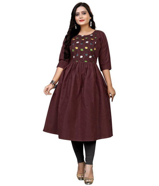 Rangrasiya - Maroon Cotton Women''s Flared Kurti ( Pack of 1 ) - None