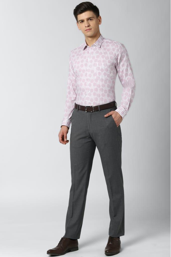 Men Pink Regular Fit Formal Full Sleeves Formal Shirt