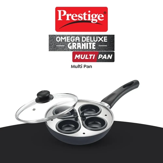 Prestige Omega Deluxe Granite 20 cm Multi-Pan with Egg Poacher & Steamer | Black & Silver