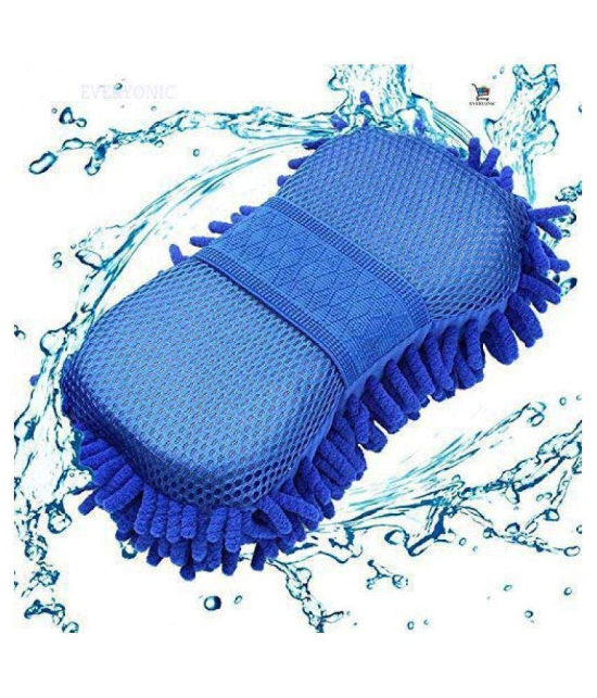 INGENS Combo of Car and Carpet Cleaning Brush and Microfiber Sponge,40x40cm Multicolor Highly Absorbent, Lint and Streak Free,Wash CSPONGE for Car, Window(Pack of 1 Sponge and 1 Brush)â?¦