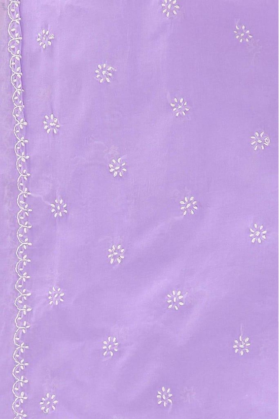 Lavangi Women Lucknow Chikankari Keel Work Mauve Cotton Saree With Blouse