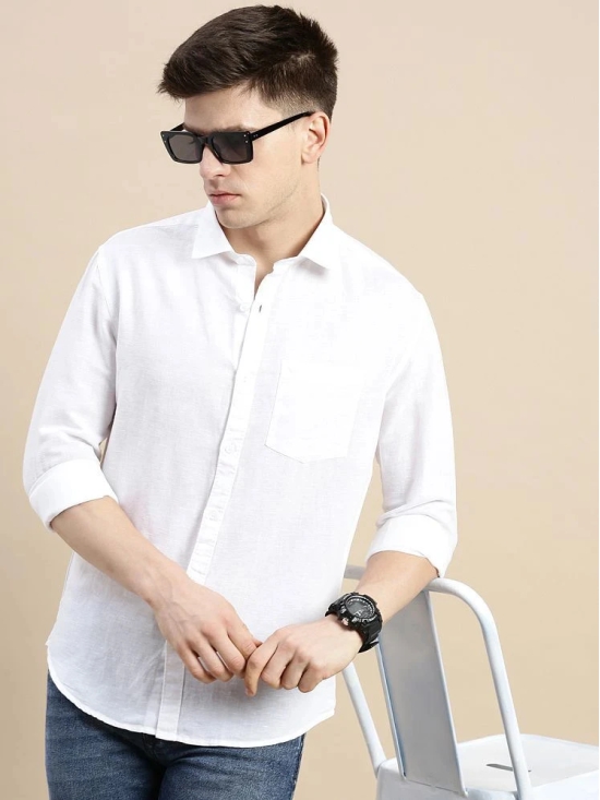 Showoff Linen Regular Fit Solids Full Sleeves Mens Casual Shirt - White ( Pack of 1 ) - None