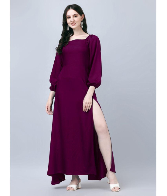 JASH CREATION Rayon Solid Full Length Womens Side Slit Dress - Magenta ( Pack of 1 ) - None