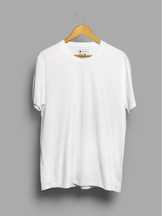 White & Yellow Half Sleeve Round Neck Cotton Plain Regular Fit Pack of 2 combo T-Shirt for men by Ghumakkad