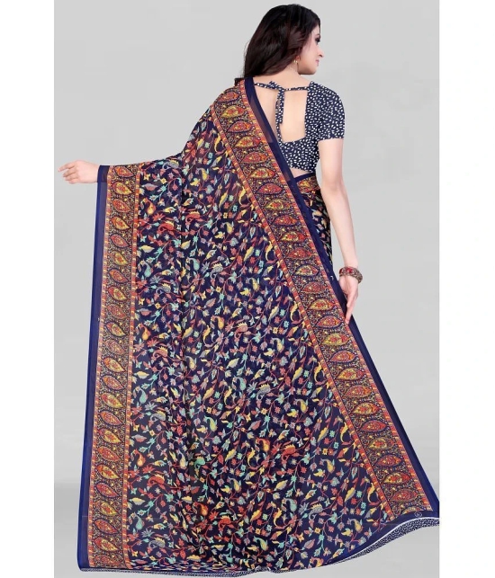 LEELAVATI - Blue Georgette Saree With Blouse Piece ( Pack of 1 ) - Blue