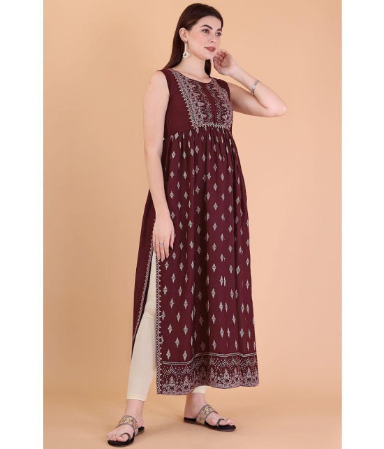 Glomee - Mauve Rayon Women's Straight Kurti ( Pack of 1 ) - None