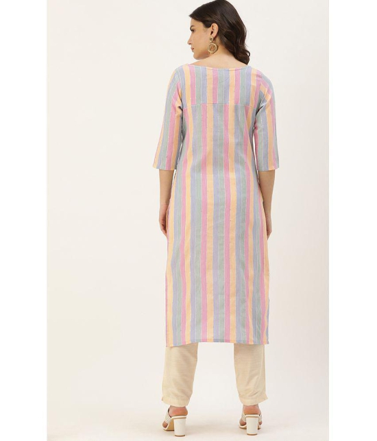 Hritika Cotton Blend Striped Straight Womens Kurti - Multicoloured ( Pack of 1 ) - None