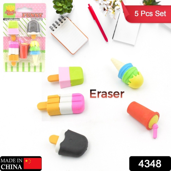 Stationary Kit Fancy & Stylish Colorful Erasers, Mini Eraser Creative Cute Novelty Eraser for Children Different Designs Eraser Set for Return Gift, Birthday Party, School Prize, Football & Icecr