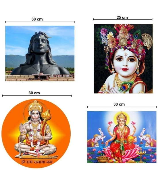 Asmi Collection Set of 4 God Hanuman Shiva Krishna for Temple Wall Sticker ( 60 x 60 cms )