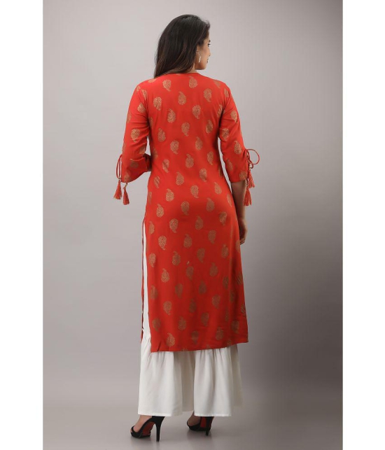 MAUKA - Red Straight Rayon Women's Stitched Salwar Suit ( Pack of 1 ) - None