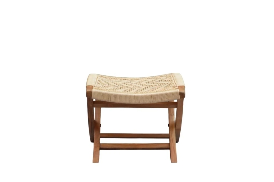 Orchid Homez Hand Woven Lounge Chair Solid Wood Outdoor Chair with Stool (Natural, Pre-Assembled) (Off White)