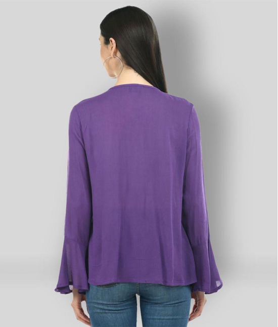 SAAKAA - Purple Rayon Women''s A-Line Top ( Pack of 1 ) - S