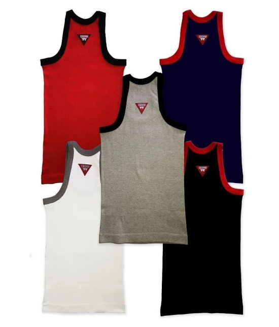 HAP KINGS BOYS Grey, Blue, Red, Black & White RIB VEST Pack of 5 - None