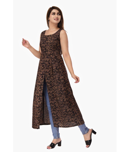 Maquien Brown Rayon Front Slit Kurti - S