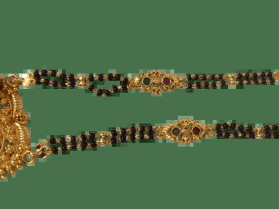 Mangalsutra  Chain with Black Beads and Dual Pendants