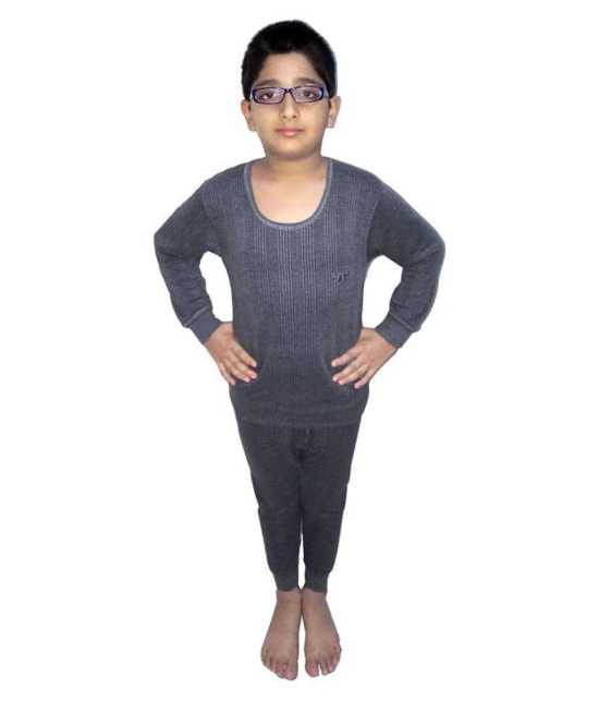 HAP Kings Round Neck Grey Melange Winter Thermal Set of Top & Trouser   /Thermal for Boys and Girls - None