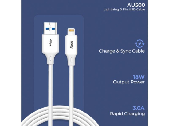 Foxin FDC-AU500 8-Pin USB 1.2 Meter Cable With 3.0 AMP Fast Charging