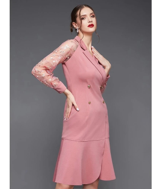 Miss Chase Polyester Embellished Above Knee Womens Wrap Dress - Pink ( Pack of 1 ) - None