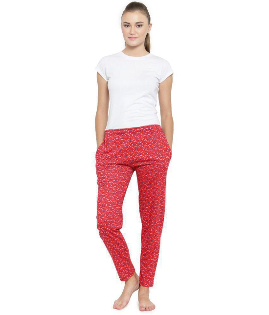 Uzarus Red Cotton Blend Trackpants - Single - None