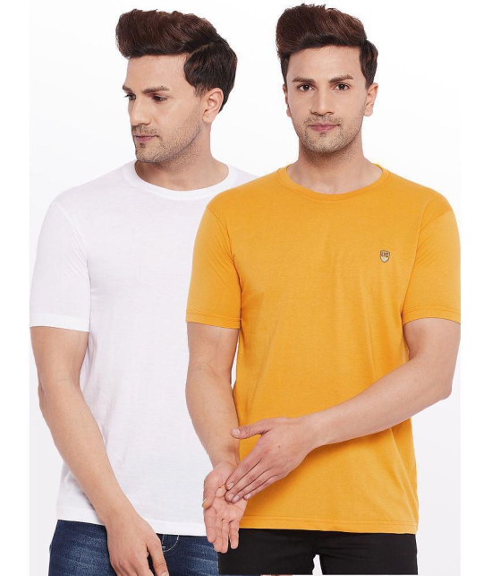 Lycos - Cotton Blend Regular Fit Mustard Men's T-Shirt ( Pack of 2 ) - None