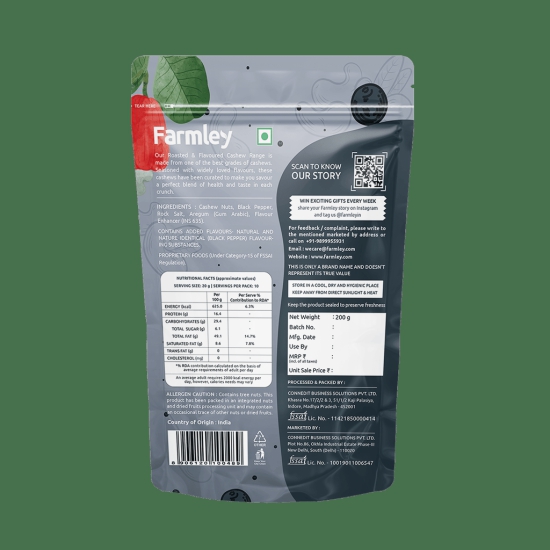 Farmley Black Pepper Roasted Cashews 200g