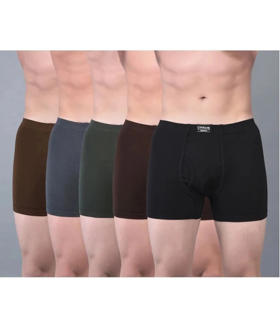 Dollar Bigboss Assorted Solid Cotton Blend Men Trunk (Pack of 5) - None