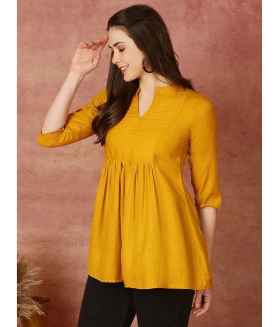 Antaran Rayon Solid Straight Womens Kurti - Yellow ( Pack of 1 ) - None