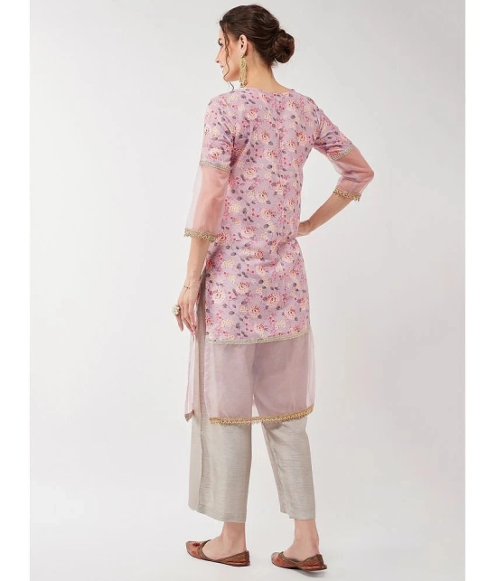 Pannkh - Pink Art Silk Womens Straight Kurti ( Pack of 1 ) - None