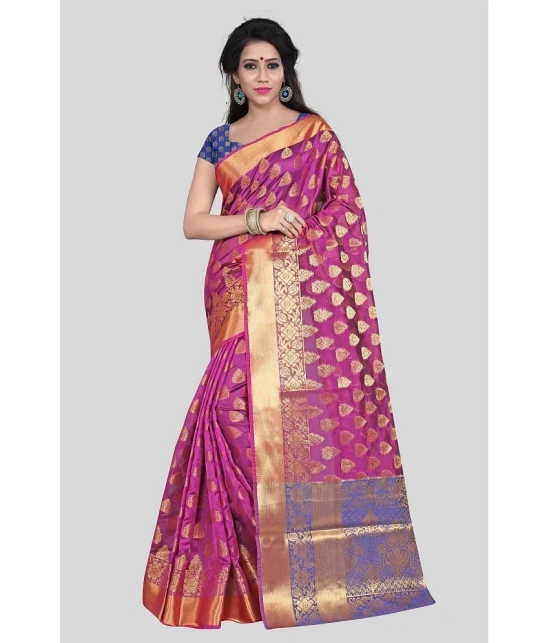 Gazal Fashions - Pink Banarasi Silk Saree With Blouse Piece ( Pack of 1 ) - Pink