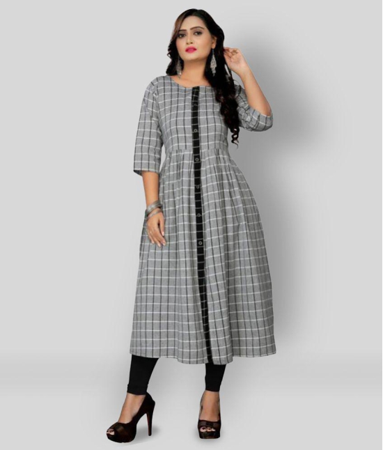 Rangrasiya - Grey Melange Cotton Women's Flared Kurti ( Pack of 1 ) - L